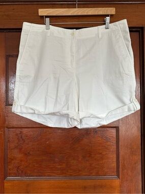 Talbots White Cotton Blend Chino Shorts Size 16 Classic Preppy Beach Vacation